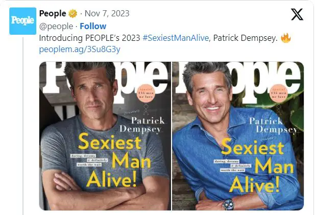 Patrick Dempsey: Sexiest Man Alive 2023 by People magazine